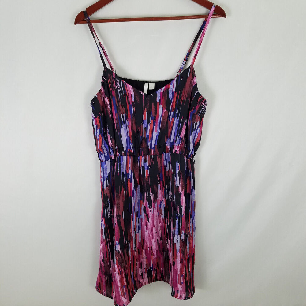 Lauren Conrad Shirt Womens 10‎ Peplum Multicolor Spaghetti Strap Top Abstract